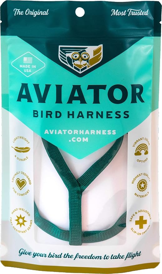 The AVIATOR Pet Bird Harness and Leash: Petite Green