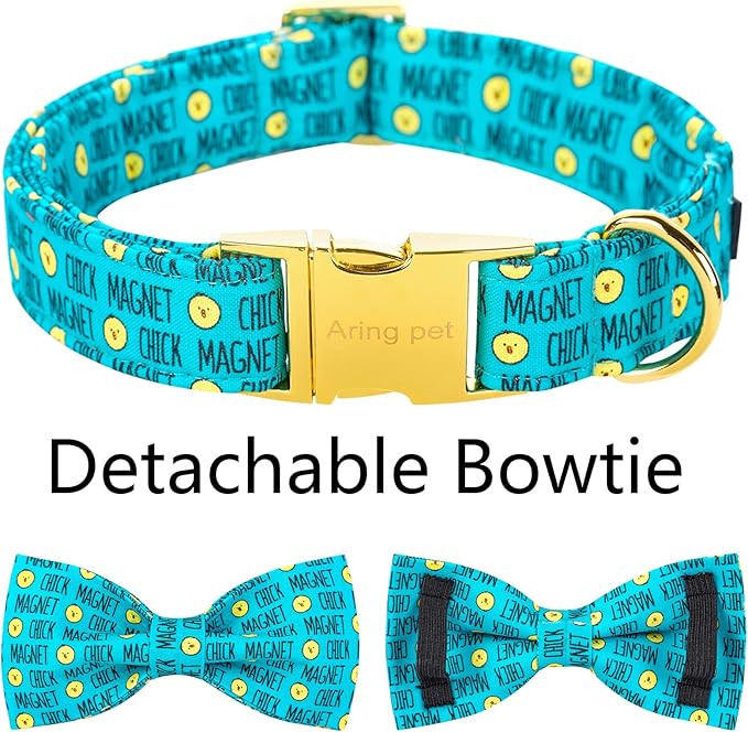 ARING PET Easter Dog Collar with Bow, Cute Adjustable Blue Chick Bowtie Pet Collars with Metal Buckle for Puppy Small Medium Large Boy Girl Dogs-XS