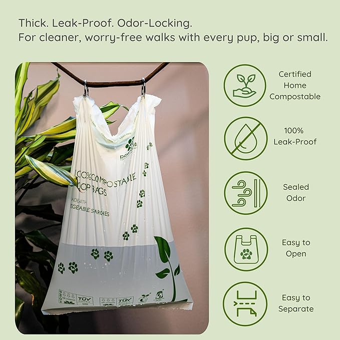 Eco Duo Set: Pawtria Dog Poop Bags (120) + Premium Silicone Poop Bag Holder for Leash, BPA-Free, Leak-Proof, Zero Plastic, Zero Waste, Supports Rescue Dogs (Dispenser + 120 Poo Bags)