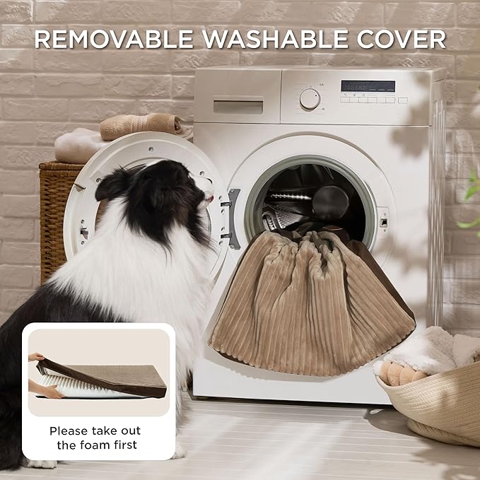 Bedsure ComfyFleece Dog Beds Large Sized Dog- Orthopedic Pet Beds for Crate with Removable Machine Cover, NOT Waterproof Egg Crate Foam Puppy Mat for Pets Up to 50 lbs, 35x22x2.8, NOT Chewproof