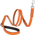 Riparo Leather Dog Leash 6ft with 2 Handles Padded Traffic Handle for Extra Control, Leather Dog Leashes for Large Breed Dogs Training Walking Heavy Duty Leashes for Dogs (Orange, L: 3/4" x6ft)