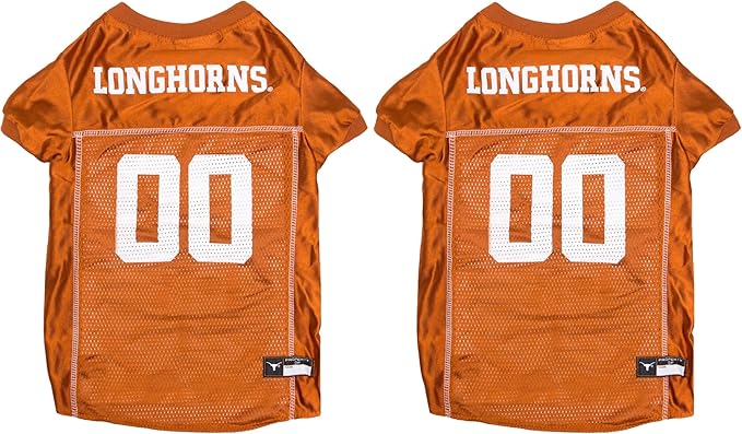 Pets First NCAA College Texas Longhorns Mesh Jersey for Dogs & Cats, Size Small, Licensed Dog Jersey with Your Favorite Football/Basketball College Team (Pack of 2)
