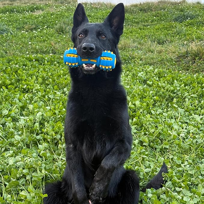 Ruffoo GnawBell Dog Squeaky Chew Toy for Heavy Chewers, Durable Dual-Layer Design, Interactive Natural Rubber Dog Toy for Medium & Large Breeds