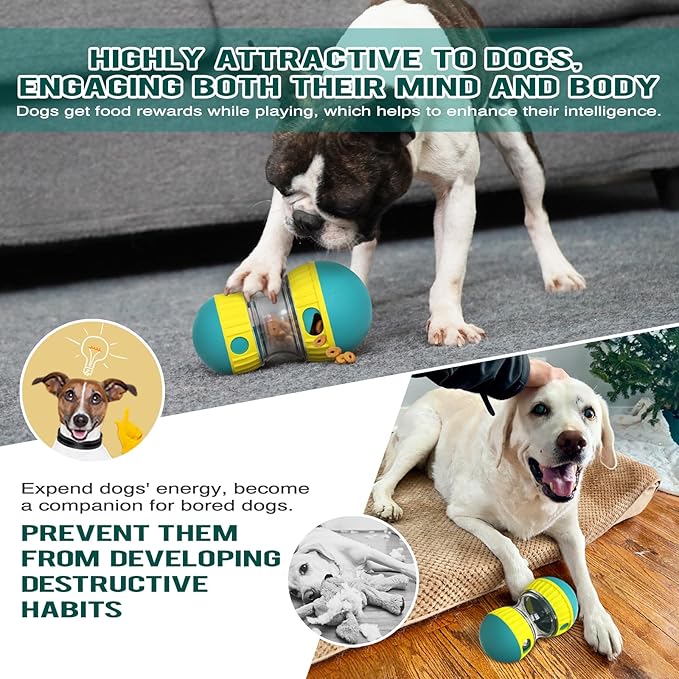 GOLDROC Dog Enrichment Toys, Slow Feeder Puzzle Toy for Cats & Dogs - Interactive Treat Dispenser, Mental Enrichment for Small/Medium Pets (Yellow-Green)