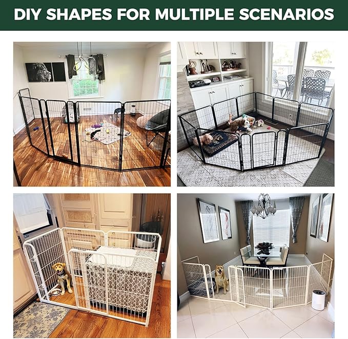 FXW Homeplus Unleashed Indoor Dog Playpen - Stress-Free and Safe Play, Heavy Duty 24 Inch 24 Panels Dog Pen for Puppy and Small Dogs, White│Patented