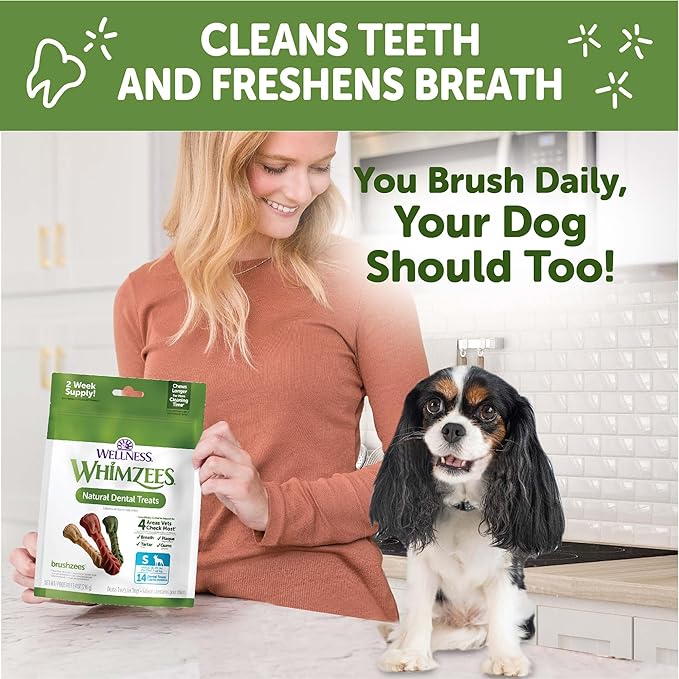 WHIMZEES Wellness Daily Brushzees Dog Dental Treats, Small Size Stick, (14 Count)