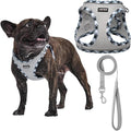 AMTOR Small Dog Harness with Leash Set, No Escape Easy Walk Puppy Harnesses for Training Walking, Step-in Reflective Soft Dogs Vest for XS S Medium Extra-Small Large Sized Dog(L,Grey)