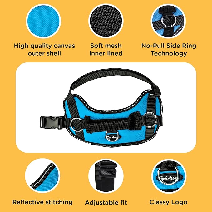 Bark Appeal Pink Hibiscus No-Pull Dog Harness for Small to Medium Sized Pets – Adjustable, Reflective Vest with 3 Leash Clips for Added Control, Easy Walks & Training – Medium
