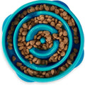 Outward Hound Fun Feeder Slo Bowl – Medium 2‑Cup Capacity,Slow Feeding,Small to Medium Dogs & Cats,Non-Slip,Turquoise,Drop Pattern,(Pack of 12)