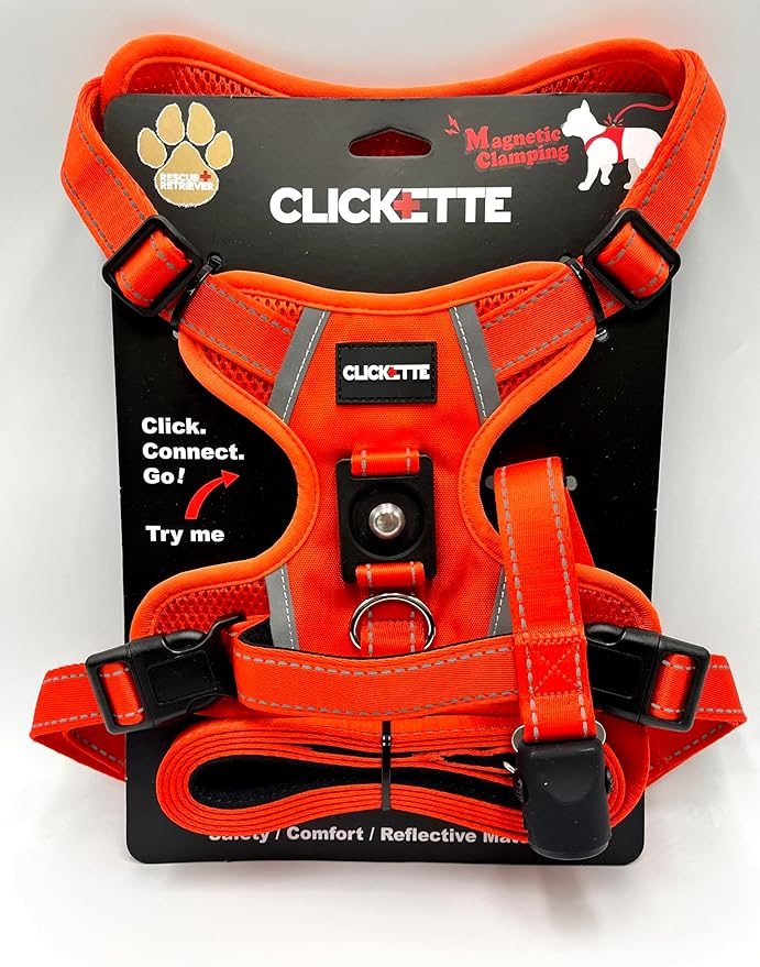 Clickette™ Magnetic Locking Harness and Leash (Orange, Extra Large)
