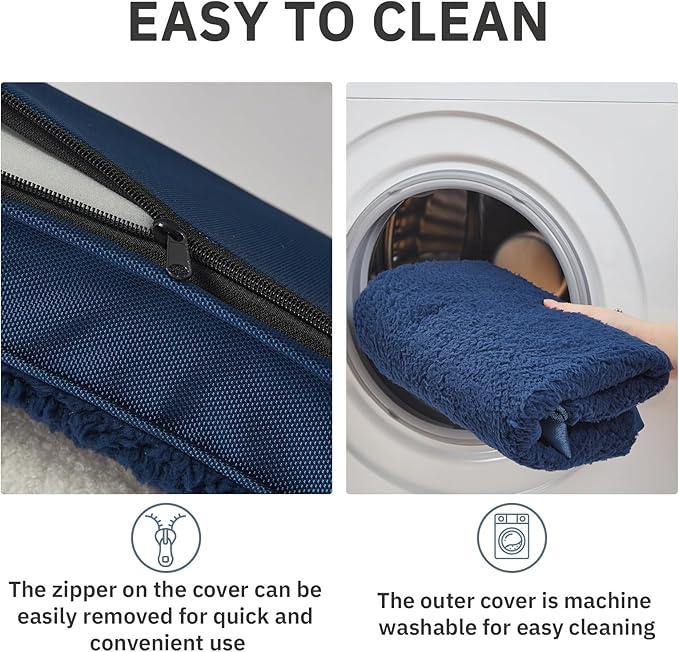 Bedfolks Orthopedic Dog Bed for Large Dogs - Egg Foam Dog Crate Bed with Removable Waterproof Cover, Pet Bed Mat Suitable for Dogs and Pets Up to 50 lbs (35 x 22 x 3 inches, Navy)