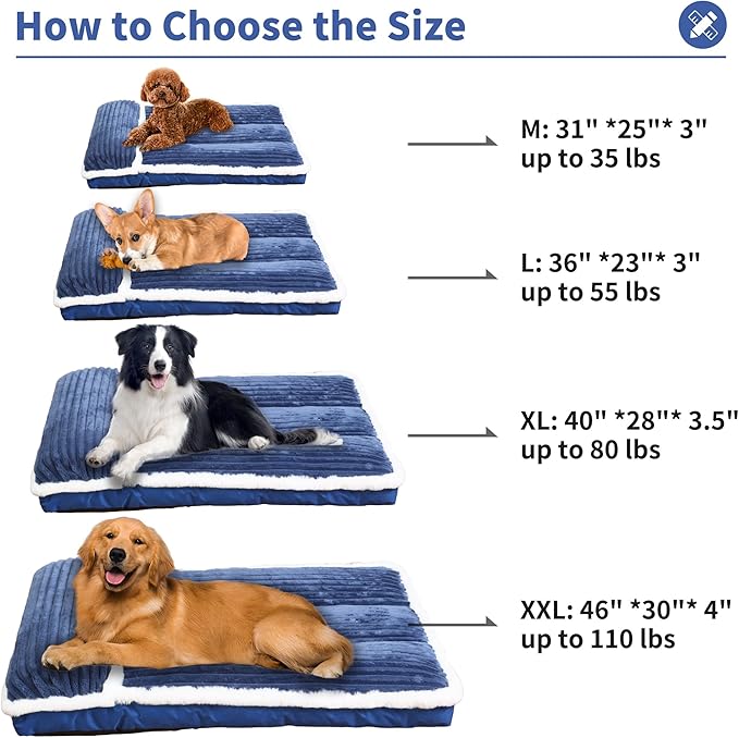 KHONSU PET Dog Bed with Pillow 3.5in Orthopedic Pad for Large Dogs up to 90 lbs Waterproof Removable Cover Machine Washable for Extra Large Dogs