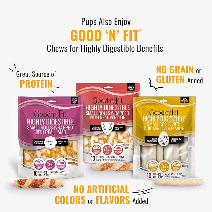 Good ‘n’ Fun Triple Flavor Kabobs Chews for All Dogs, 24 Ounces, Treat Your Dog, Made from Beef Hide, Real Chicken, Pork Hide, Duck and Chicken Liver