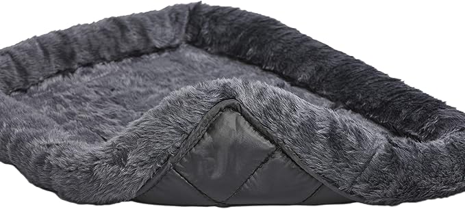MidWest Homes for Pets Dog Bed â€“ Gray Faux Fur Bolster, Ultra-Soft and Machine Washable, Fits 42-Inch Crates and Carriers, for Large Sized Breeds