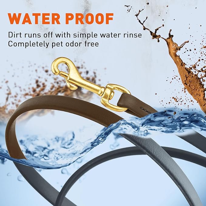 Viper Biothane K9 Working Dog Leash Waterproof Lead for Tracking Training Schutzhund Odor-Proof Long Line with Solid Brass Snap for Puppy Medium and Large Dogs, 20ft Dark Chocolate Brown