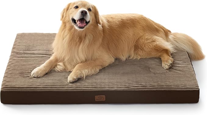 Bedsure ComfyFleece XXL Dog Bed for Crate - Extra Large Orthopedic Pet Beds with Removable Washable Cover, NOT Waterproof Egg Crate Foam Mat, Suitable for Pet Up to 100 lbs, 47x29x4, Not for Chewers