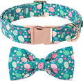 Lionet Paws Easter Green Dog Collar,Eggs Dog Collar for Large Dogs, Adjustable Cotton Flower Pet Collars for Medium Large Dogs