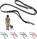 Hands Free Dog Leash - Waist or Shoulder Leash for Walking and Hiking with Medium and Large Dogs, Adjustable 4 to 6 FT Outdoor Bungee Lead with Traffic Handle by Nuvuq (18-120 lbs, Black)
