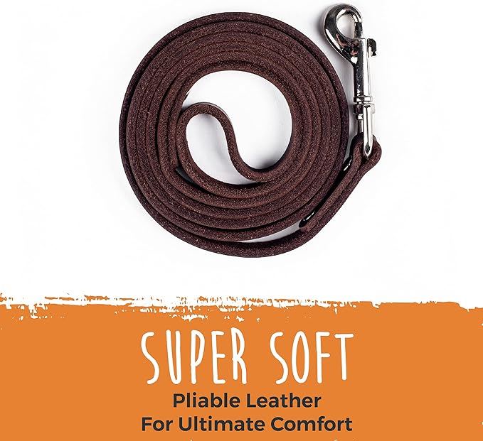 Mighty Paw Leather Dog Leash - Genuine Distressed Material - Premium - Suitable for All Pet Sizes - Heavy Duty Dogs Leashes - Modern - Dark