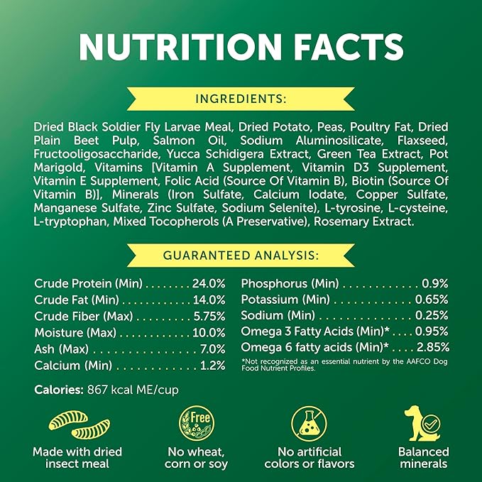 Nature's Protection Hypoallergenic Small Breed Dry Dog Food - High Protein, Grain Free Tear Stain Formula - Dog Kibble for Sensitive Stomachs for Adult Light Fur Dogs (Superior Care - Insect, 3.3 lb)