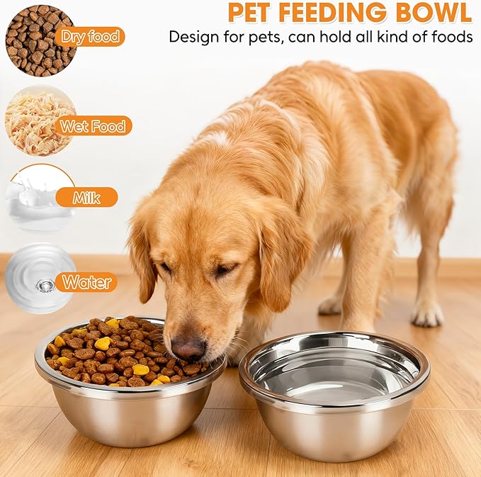 2-in-1 Dog Bowl, ShineMe 2 Pack 7 Cup Kennel Bowls Mountable & Floor Use with Non-Slip Base for Large and Medium Dogs, 56oz Pet Food/Water Bowl