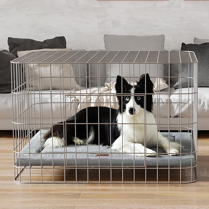WESTERN HOME Dog Bed for Crate, Small Dog Crate Beds with Soft Wavy Plush Comfortable Anti-Slip Washable Pet Bed Mat for Dogs & Cats, Grey, 24x18x1.2 inches