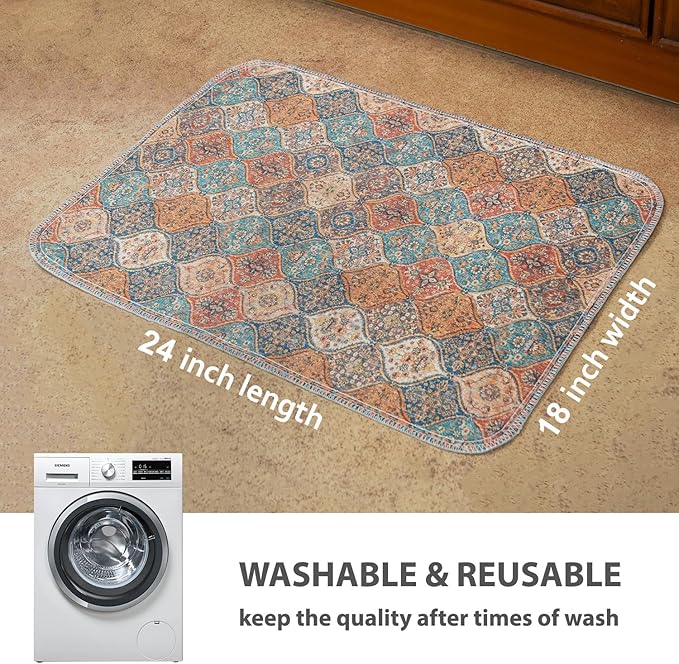 nunubaby 4PACK Washable Pee Pads for Dogs, Stylish, Non-Slip and Leak-Proof Pee Pads. Reusable Potty Pads for Dogs for Crates and Floors.(Cream/Multi, 18" x24" )