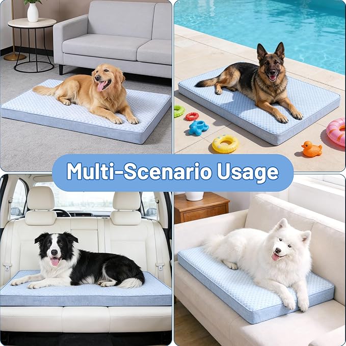 Orthopedic Memory Foam Dog Bed,Cooling Dog Beds for Dogs, Washable Pet Beds for Crate with Faux Fur Cover, Waterproof Lining, (X-Large: 41" x 29" x 4", Cooling Surface)