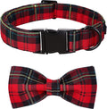 Lionet Paws Christmas Dog Collar with Bowtie, Dog Bowtie Collar with Metal Buckle for Dogs, Adjustable Comfortable Dog Collar Girl Boy Gift, XL, Neck 16-26 in