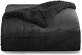 Bedsure GentleSoft Sherpa Fleece Twin Size Blanket for Couch, Non-Heated, Thick and Warm Throw for Women and Men, Soft Fuzzy Plush Twin Blanket for Winter, Black, 60x80 Inches