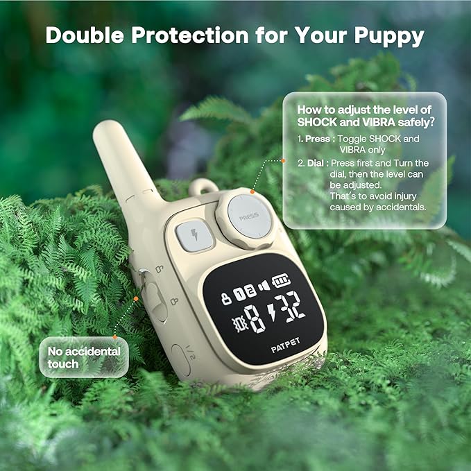 PATPET Dog Training Collar - IPX7 Waterproof Static Collar for 8-100lbs Small Medium Large Dogs, 1800ft Rechargeable Dog Trainer, 3 Safe Modes