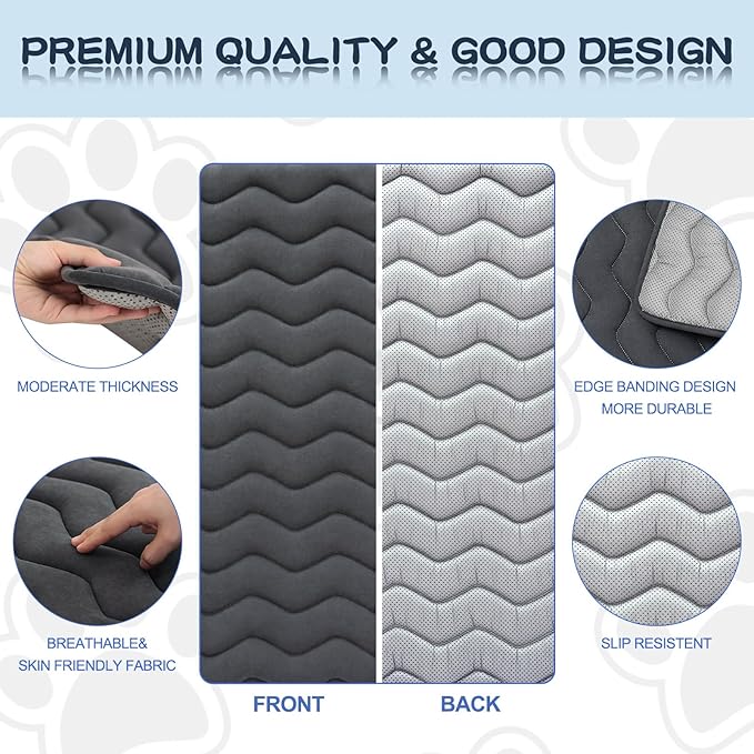 Bubble bear Dog Crate Mat - Upgraded Thick, Ultra Soft, Washable & Anti-Slip Kennel Pad for Small/Medium/Large Dogs, Dark-Hued to Hide Stains (59"x35")