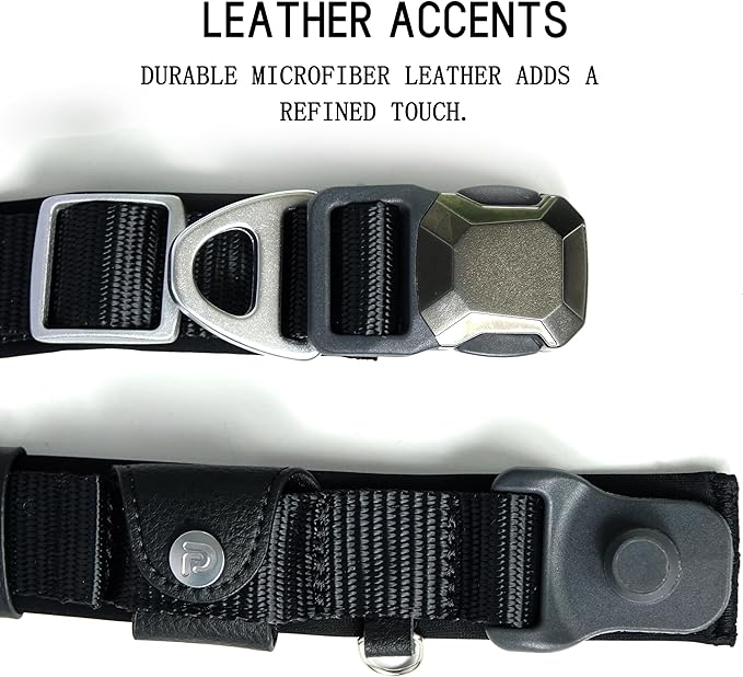 Upgraded Airtag Dog Collar, Adjustable Dog Collar with 450LB Escape-Proof Magnetic Buckle, Soft Anti-Wrinkle, Bite & Stain-Resistant Leather (Carbon Night, L)