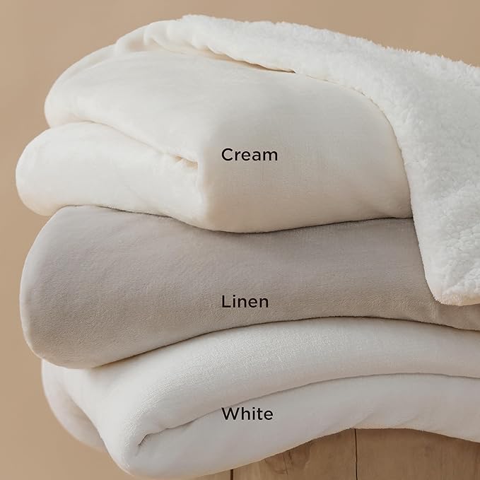 Bedsure GentleSoft Sherpa Fleece Twin Size Blanket for Couch, Non-Heated, Thick and Warm Throw for Women and Men, Soft Fuzzy Plush Twin Blanket for Winter, Linen, 60x80 Inches