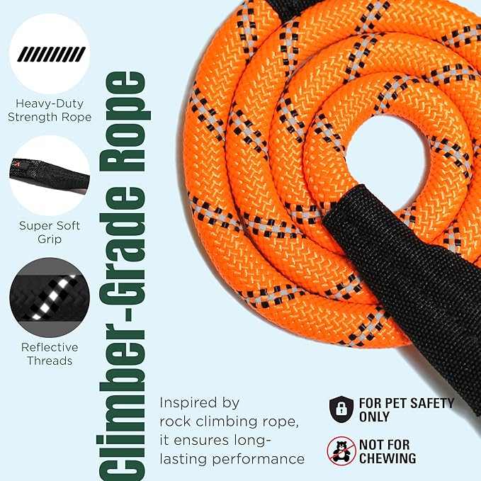 Dog Seat Belt for Car | Universal Dog Car Seatbelt | Durable Reflective Rope with Clip Hook Latch, Buckle and Carabiner- Safe and Secure Pet Safety Restraint (Orange)