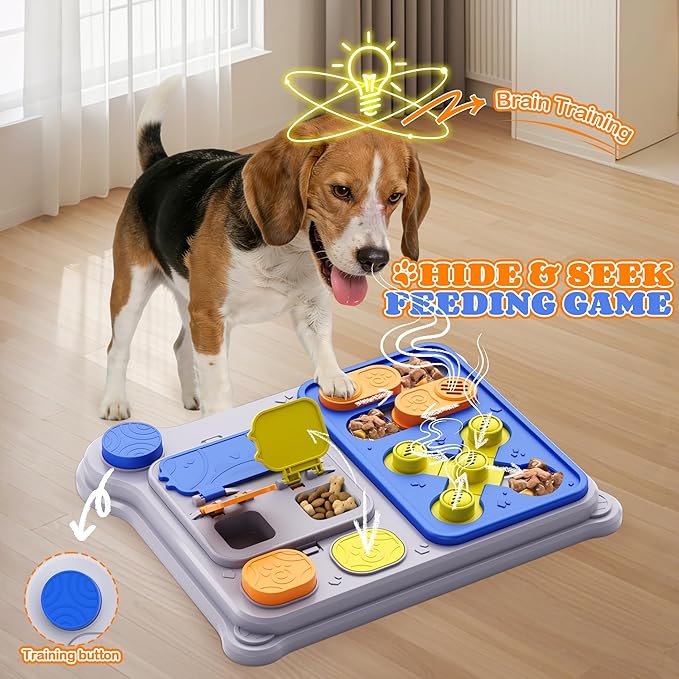 Interactive Dog Toys Slow Feeder, Dog Puzzle Toy for IQ Training & Mental Stimulation, Easy to Clean Detachable Tray Non-Slip Base, Enrichment Toys for Small Medium Dogs, Blue