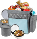 Dog Travel Bag with Treat Pouch, Airline Approved Dog Bags for Traveling, 2 Dog Food Travel Container, 2 Travel Bowls, Weekend Dog Travel Bag for Supplies, Dog Travel Kit Accessories