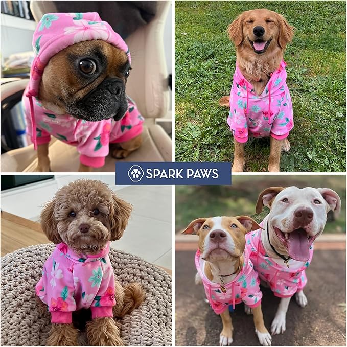 Spark Paws Dog Hoodie – Premium Dog Sweater for Small, Medium, and Large Dogs | Warm Outfits for French Bulldogs, Pitbull, Puppy, Winter Jacket Alternative - Blossom - L