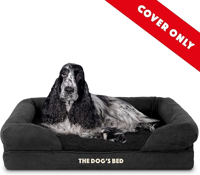 The Dog’s Bed Replacement Outer Cover, Plush Fabric, Black Plush, Medium
