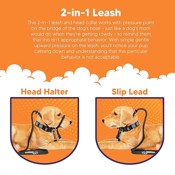 Heather's Heroes The Sidekick No-Pull Leash Black