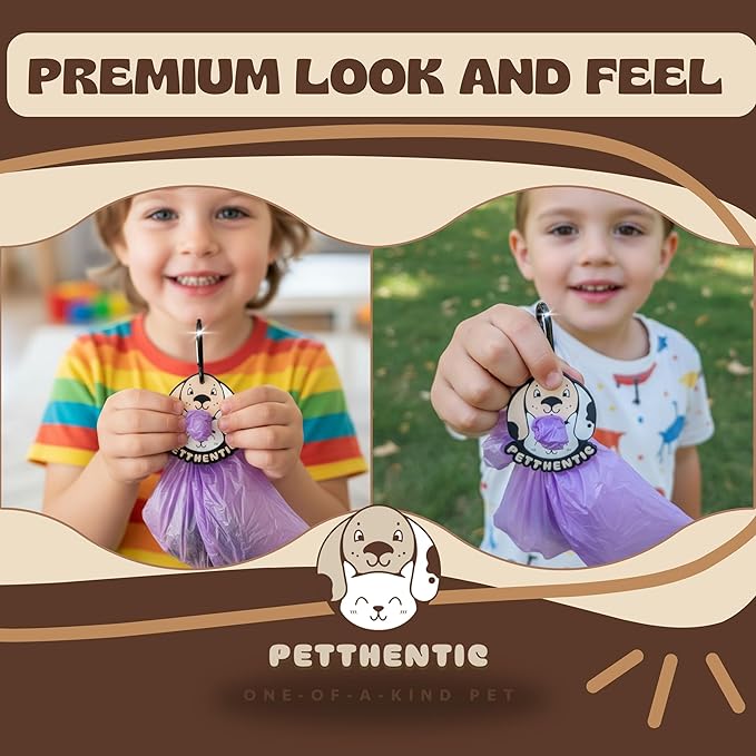 PETTHENTIC Dog Waste Bag Holder, Bag Carrier with Carabiner Clip, Hand Free Rubber Holder, Hands Free Poop Bag Carrier for Leash, Pet Waste Bag Holder for Dog, Walking, Running, or Bicycle Accessory