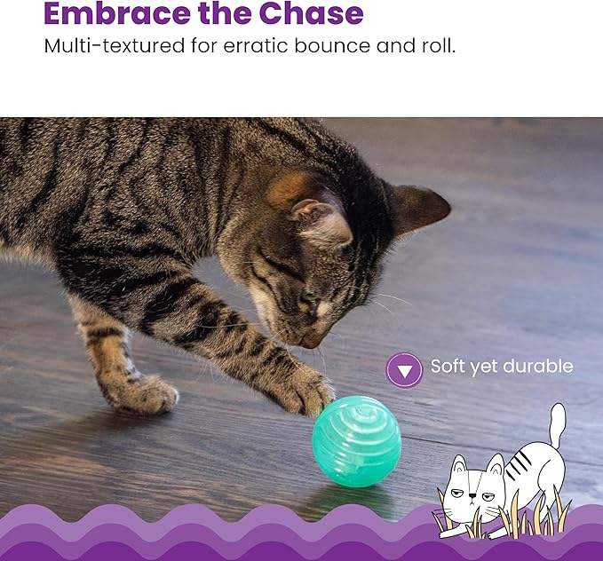 Catstages Ball Treat Stuffer Cat Toy – Interactive Treat Dispensing Ball for Cats, Mental Stimulation & Physical Exercise, Soft & Durable, Green