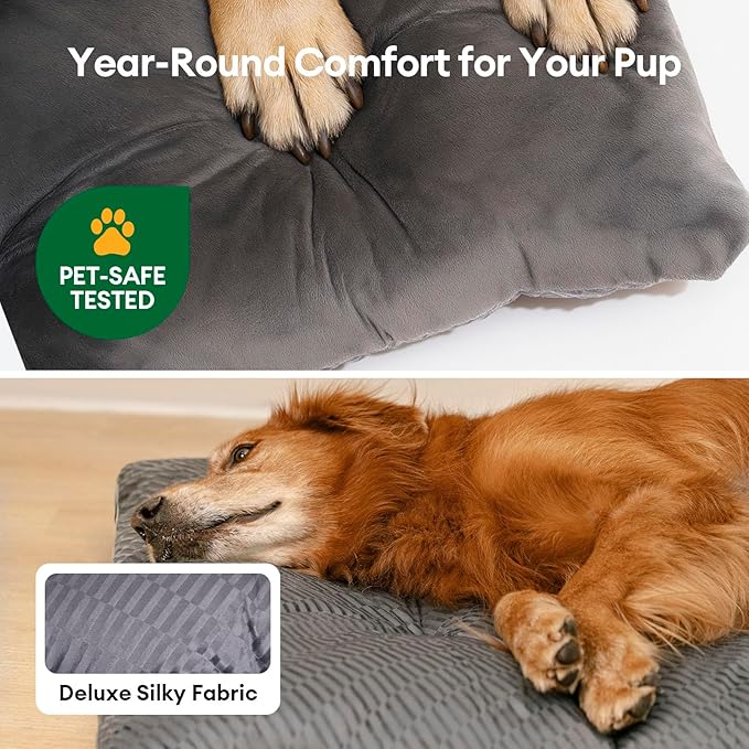 FUNNY FUZZY 24x18 Washable Dog Bed Reversible Crate Mat, 2 in1 Orthopedic Puppy Bed for Small Dogs/Cats, Fluffy Deluxe Kennel Mattress,Sleeping Pad,Charcoal Grey,S