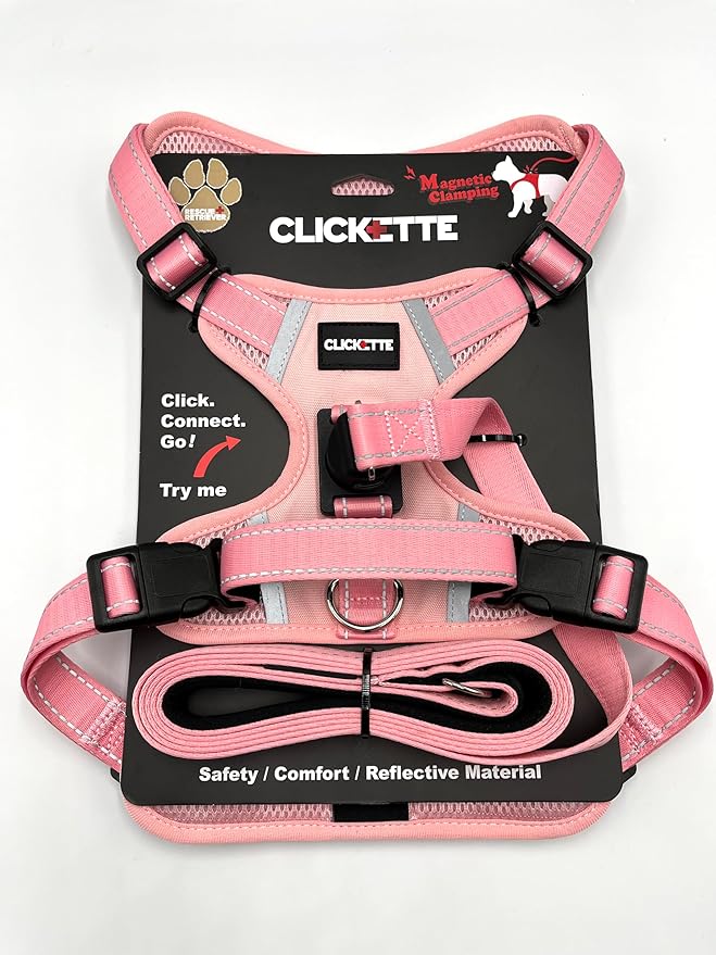 Clickette™ Magnetic Locking Harness and Leash (Pink, Extra Small)