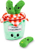Pet Craft Supply Hide and Seek Plush Dog Toys Crinkle Squeaky Interactive Burrow Activity Puzzle Chew Fetch Treat Hiding Brain Stimulating Cute Funny Toy Bundle Pack -Pickles, for Medium Breeds