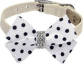 Susan Lanci Designs Ultrasuede Premium Dog Collar with Nouveau Bow, Doe, X-Small