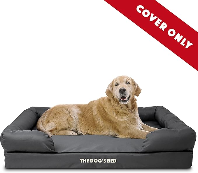 The Dog’s Bed Replacement Outer Cover, Oxford Fabric, Grey with Black Trim, XL