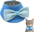 Denim Dog Bandana – Striped Bowtie, Soft & Durable Pet Scarf with Adjustable Metal Snap Buttons for Dogs & Cats (Blue, X-Large)