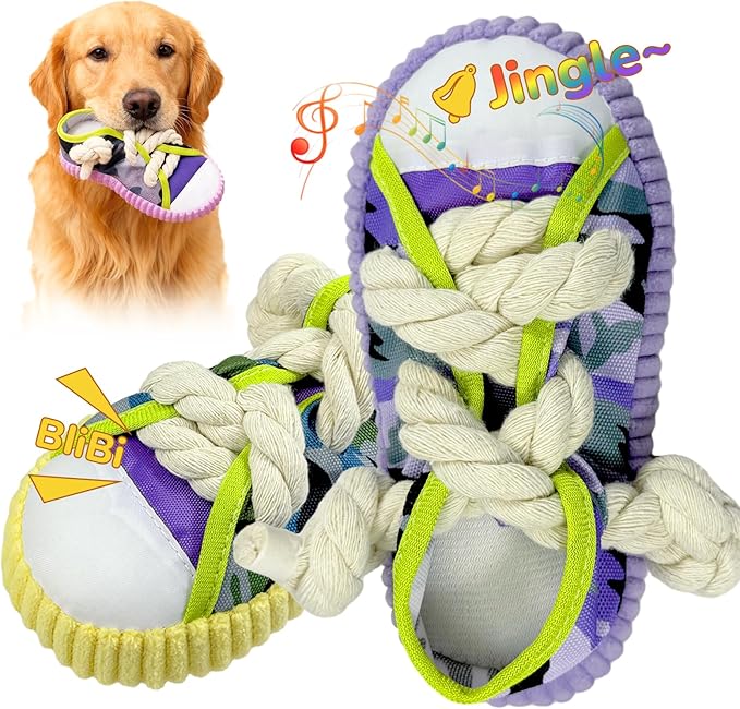 2 Pieces - Dog Chew Toys, Funny Dog Toys, Puppy Teething Toys & Shoe Dog Toy, Durable Dog Toys for Aggressive Chewers Tear-Resistant for Small & Medium Dogs