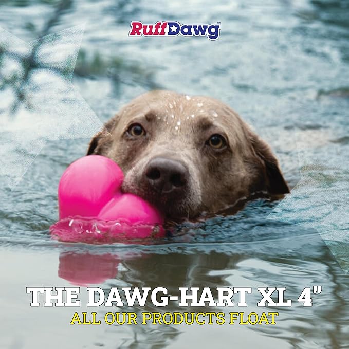 Ruff Dawg Dawg-Hart XL – Heart Shaped Rubber Toy – Floating & Bouncing Fetch Toy for Aggressive Chewers – Interactive & Fun – Neon Colors for Outdoor Play
